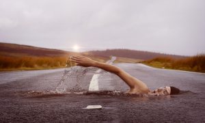 Swimming over the road